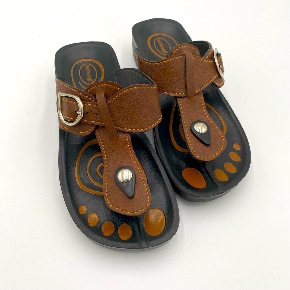 Aerosoft Freedom Arch Support T-Strap‎ Thong Flip Flops Sandals Shoes Size 7